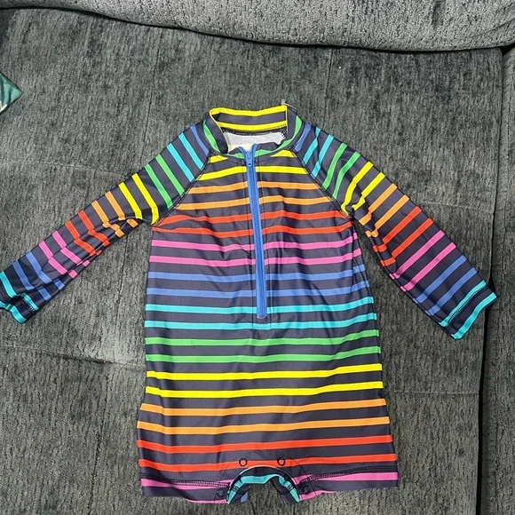 Primary Multicolor Striped Kids Swim Wear Size 6-12 months Like New Condition - Picture 1 of 2